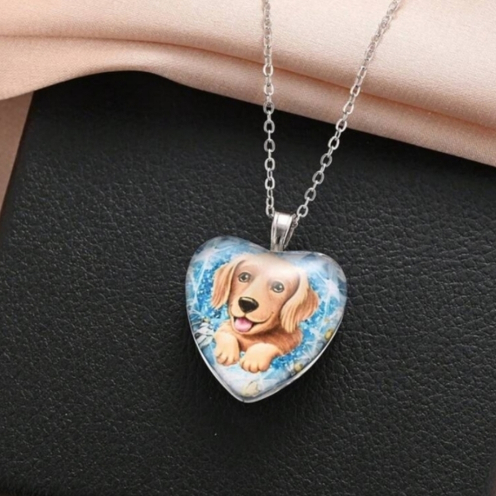 Yellow Lab Dog Heart Pendant Necklace